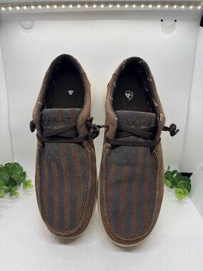 Ariat Hilo Slip on Casual Shoes Brown Bomber Suede Flag USA 10050974 Mens 11D